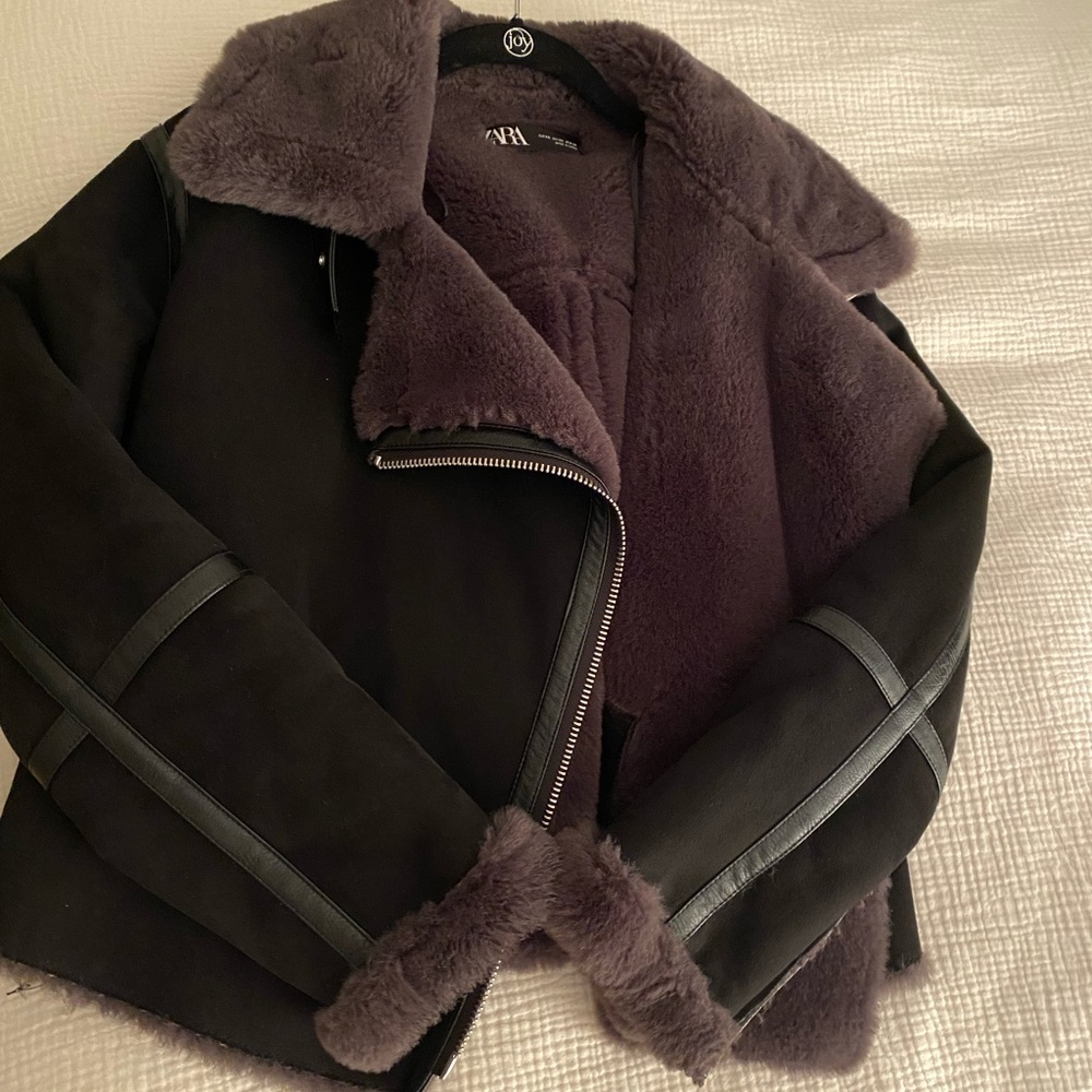 Zara Shearling Moto Jacket